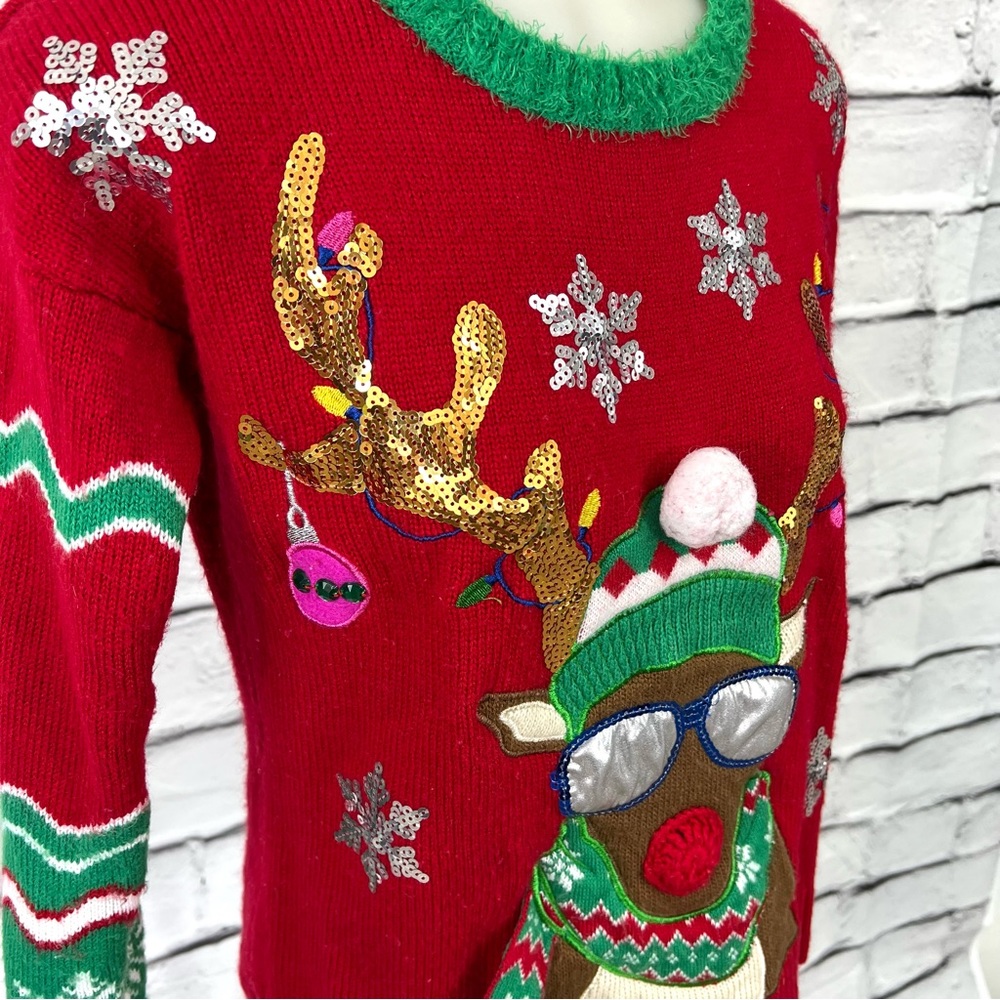 33 DEGREES Sweater Christmas Reindeer Oversized size XS - Picture 4 of 13